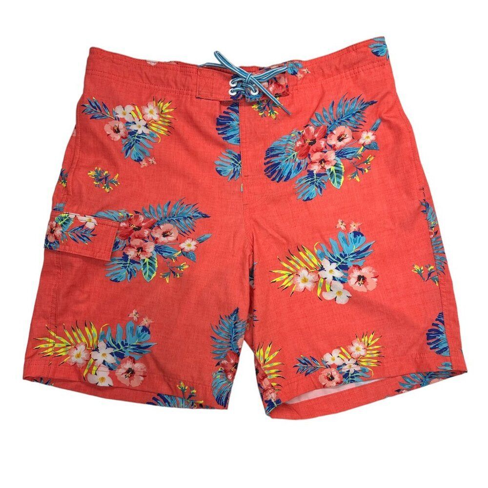 George Coral Tropical Print Swim Trunks (L/36-38)